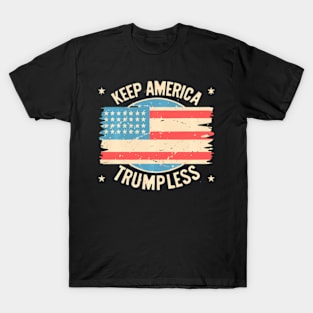 Keep America Trumpless American Flag Map T-Shirt